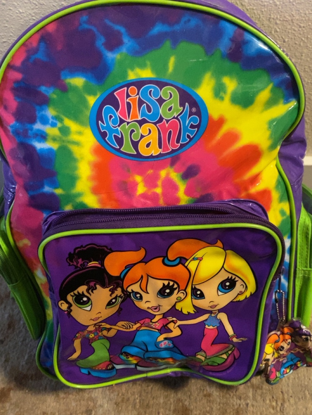 Lisa Frank Tie-Dye Purple & Multi-Color Kids Backpack with Character Pocket